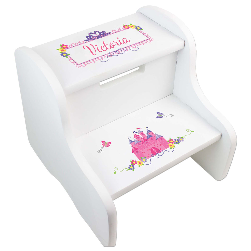 Personalized Princess Castle White Step Stool