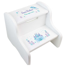 Personalized Pink Teal Princess Castle White Two Step Stool