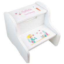 Personalized African American Mermaid Princess White Two Step Stool