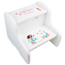 Personalized White Step Stool With Pink Whale Design