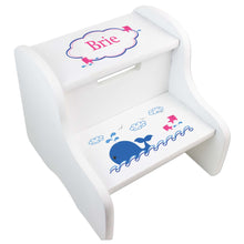 Personalized White Step Stool With Pink Whale Design