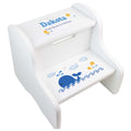 Personalized Blue Whale White Two Step Stool