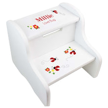 Personalized Red Ladybugs White Two Step Stool