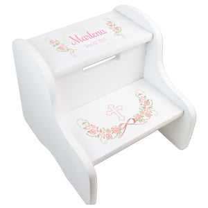 Personalized Communion And Baptism White Two Step Stool