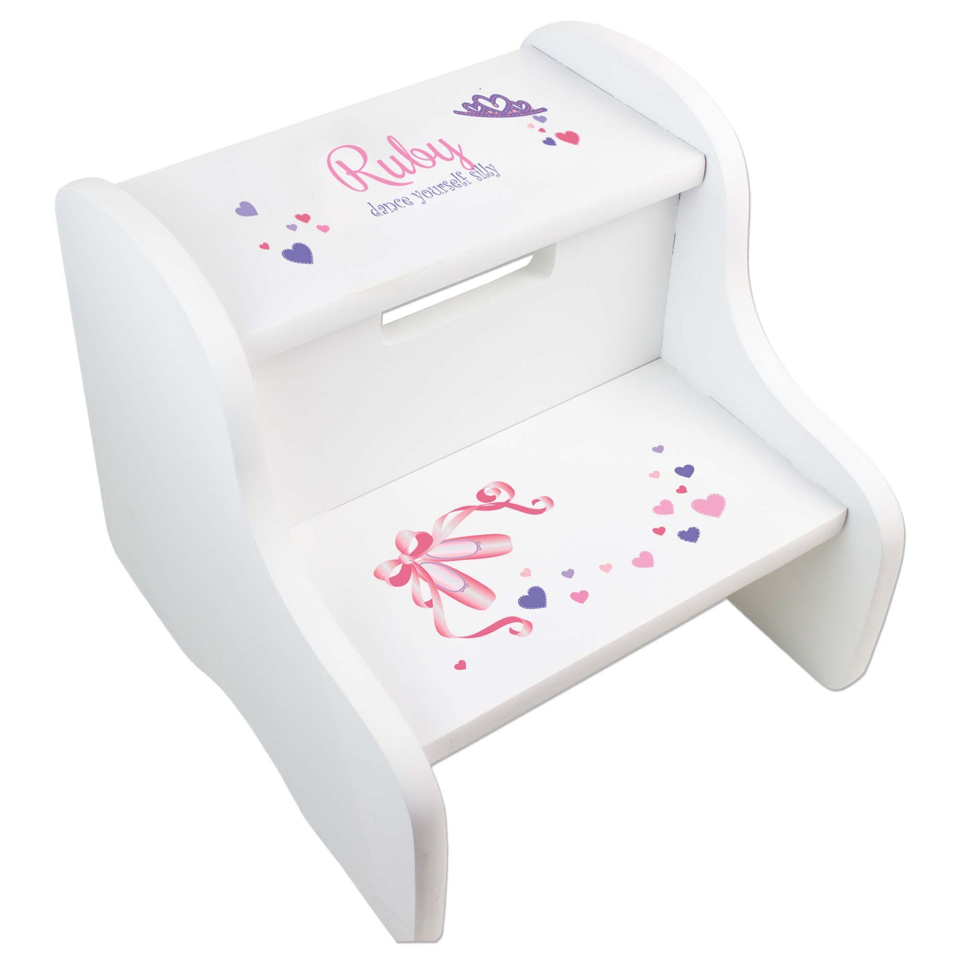 Personalized Ballet Princess White Two Step Stool