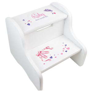 Personalized Kitty Cat White Two Step Stool