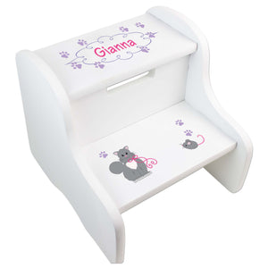 Personalized Kitty Cat White Two Step Stool