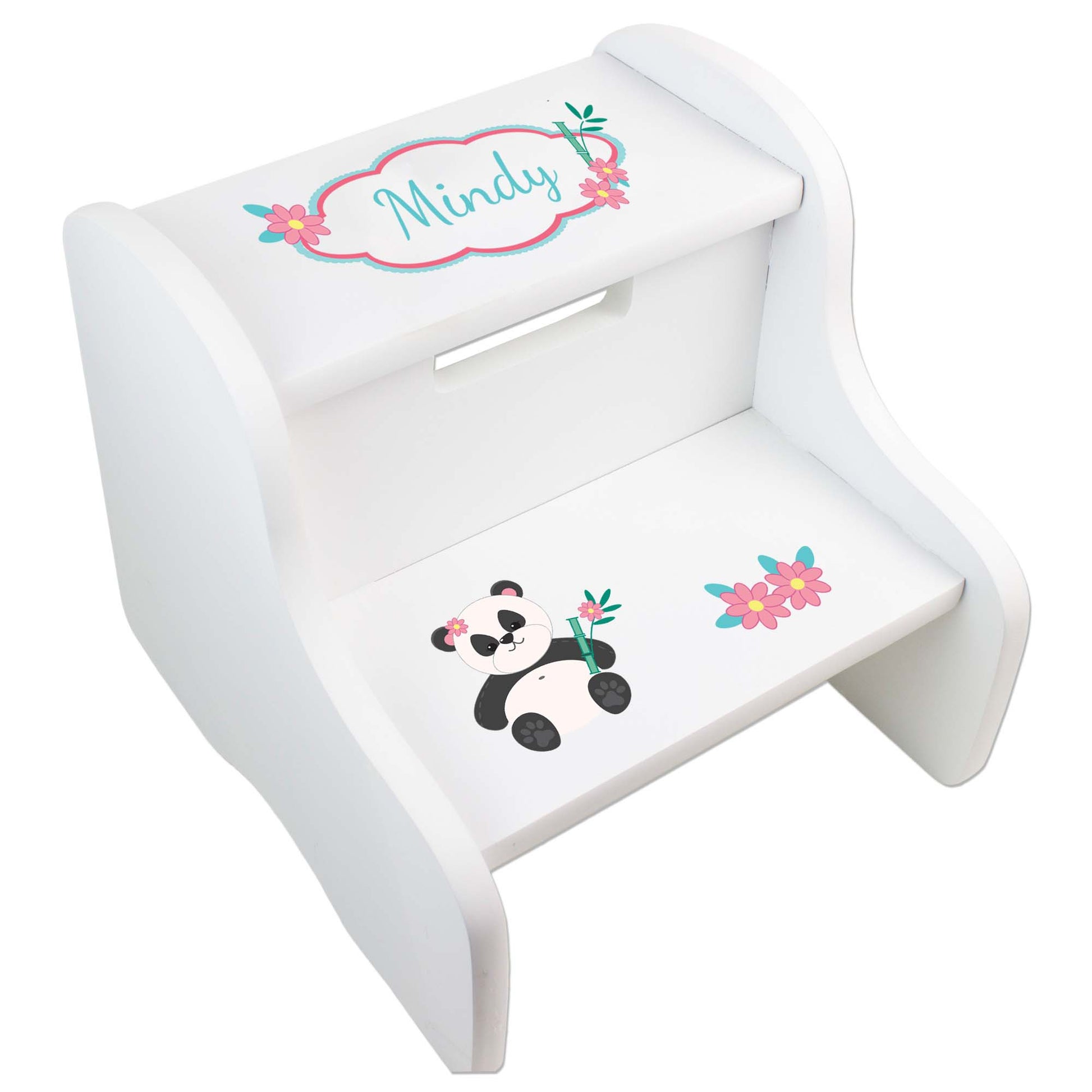 Personalized Panda Bear White Two Step Stool