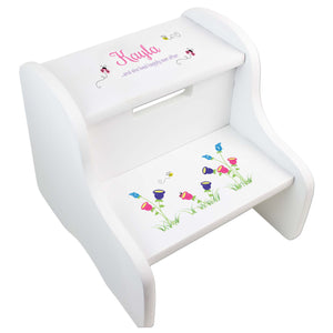 Personalized English Garden White Two Step Stool