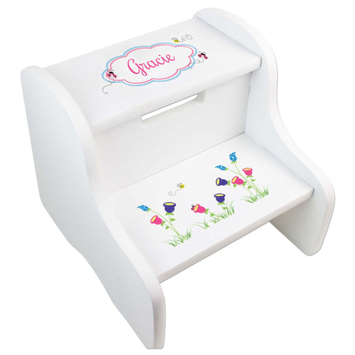 Personalized English Garden White Two Step Stool