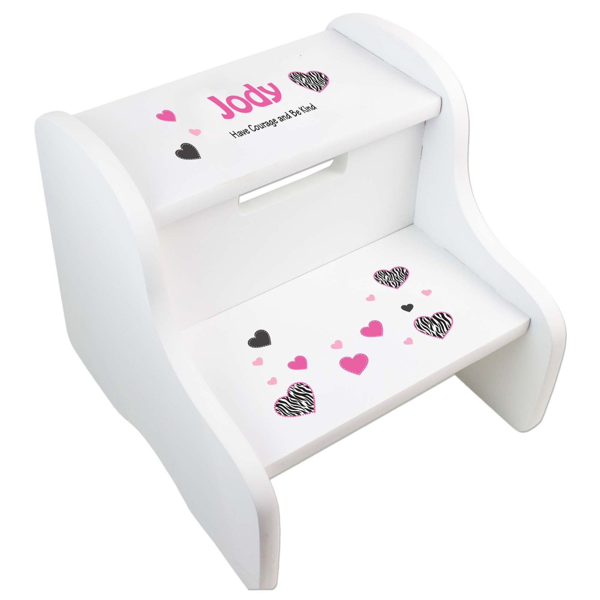 Personalized White Step Stool With Sweet Treats Candy Design