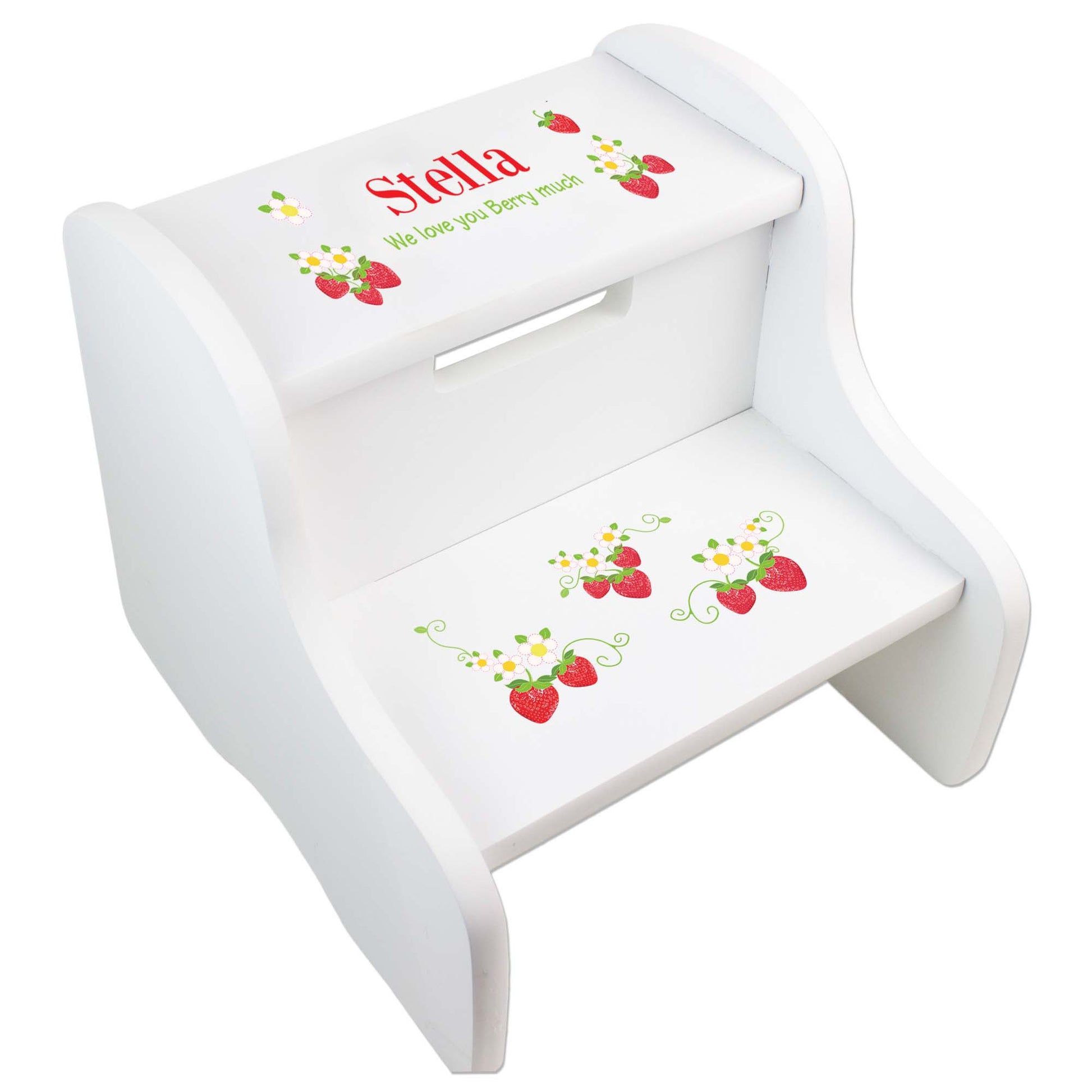 Personalized Strawberries White Two Step Stool