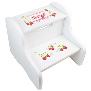 Personalized Strawberries White Two Step Stool