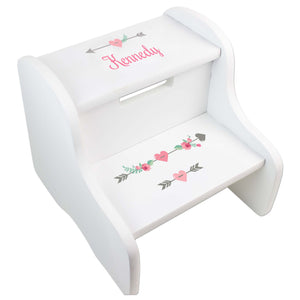 Personalized Girl Tribal Arrows White Two Step Stool