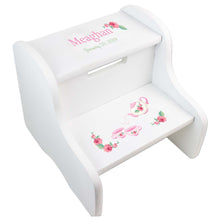 Personalized Tea Party White Two Step Stool