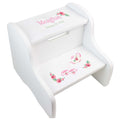 Personalized Floral Antler White Two Step Stool