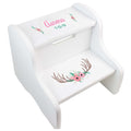Personalized White Step Stool With Honey Bees Design