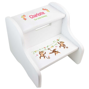Personalized Ballerina Red Hair White Two Step Stool