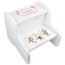 Personalized Monkey Girl White Two Step Stool