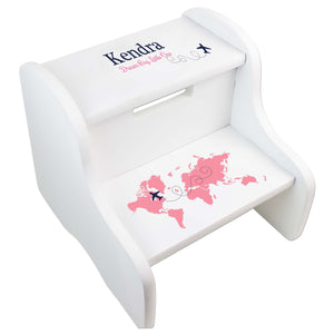 Personalized Peacock White Two Step Stool