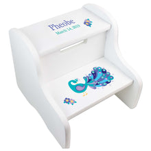 Personalized Peacock White Two Step Stool