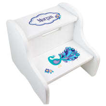 Personalized Peacock White Two Step Stool