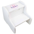 Personalized White Fixed Stool With Light Gray Circle Design