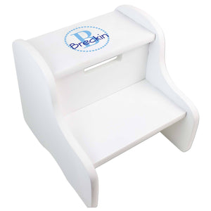 Personalized White Fixed Stool With Mint Circle Design