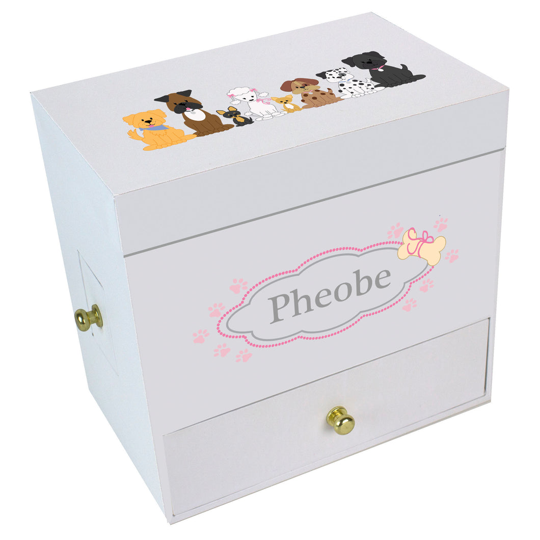 Pink Dogs Deluxe Musical Ballerina Jewelry Box