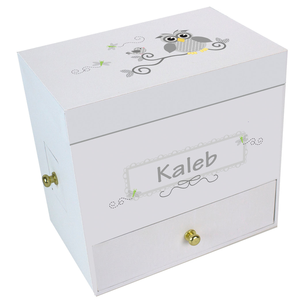 Gray Owl Deluxe Musical Ballerina Jewelry Box