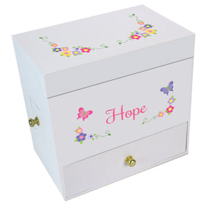 Bright Butterfly Garland Deluxe Musical Ballerina Jewelry Box