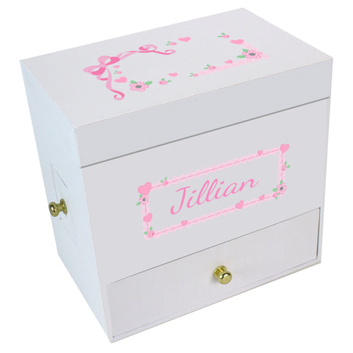 Pink Lacey Bow Deluxe Musical Ballerina Jewelry Box