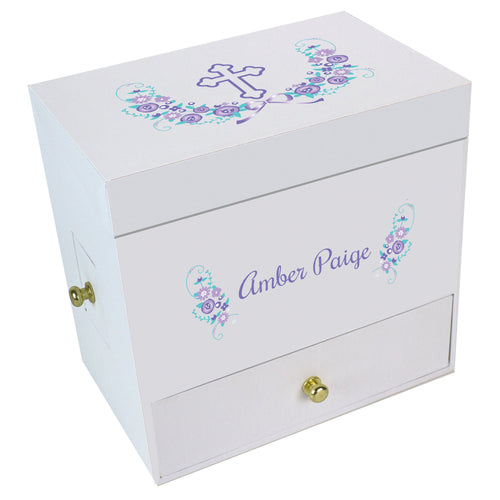 Lavender Cross Deluxe Ballerina Jewelry Box