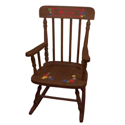 Stitched Stars Spindle Rocking Chair-Espresso