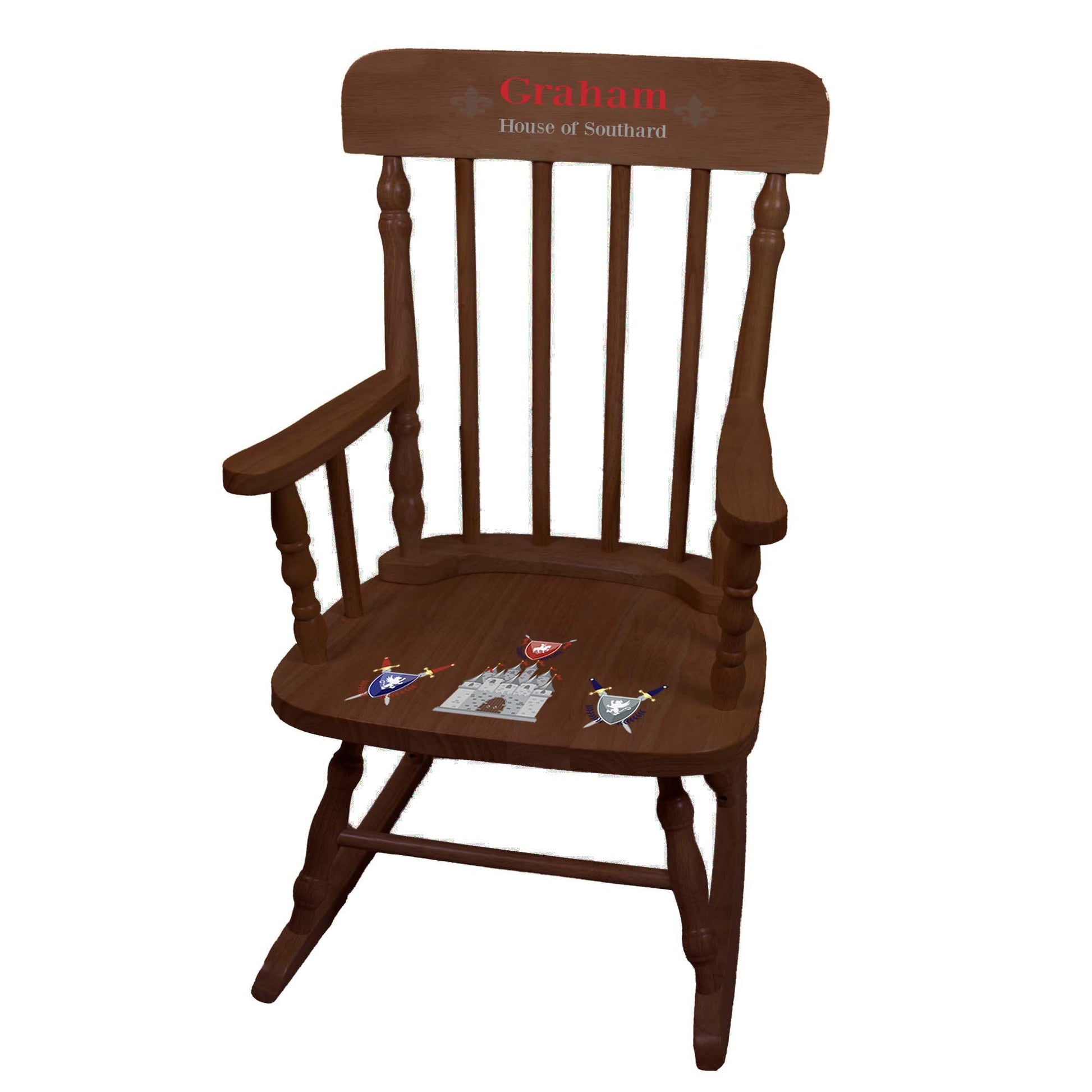 Medieval Castle Spindle Rocking Chair -Espresso