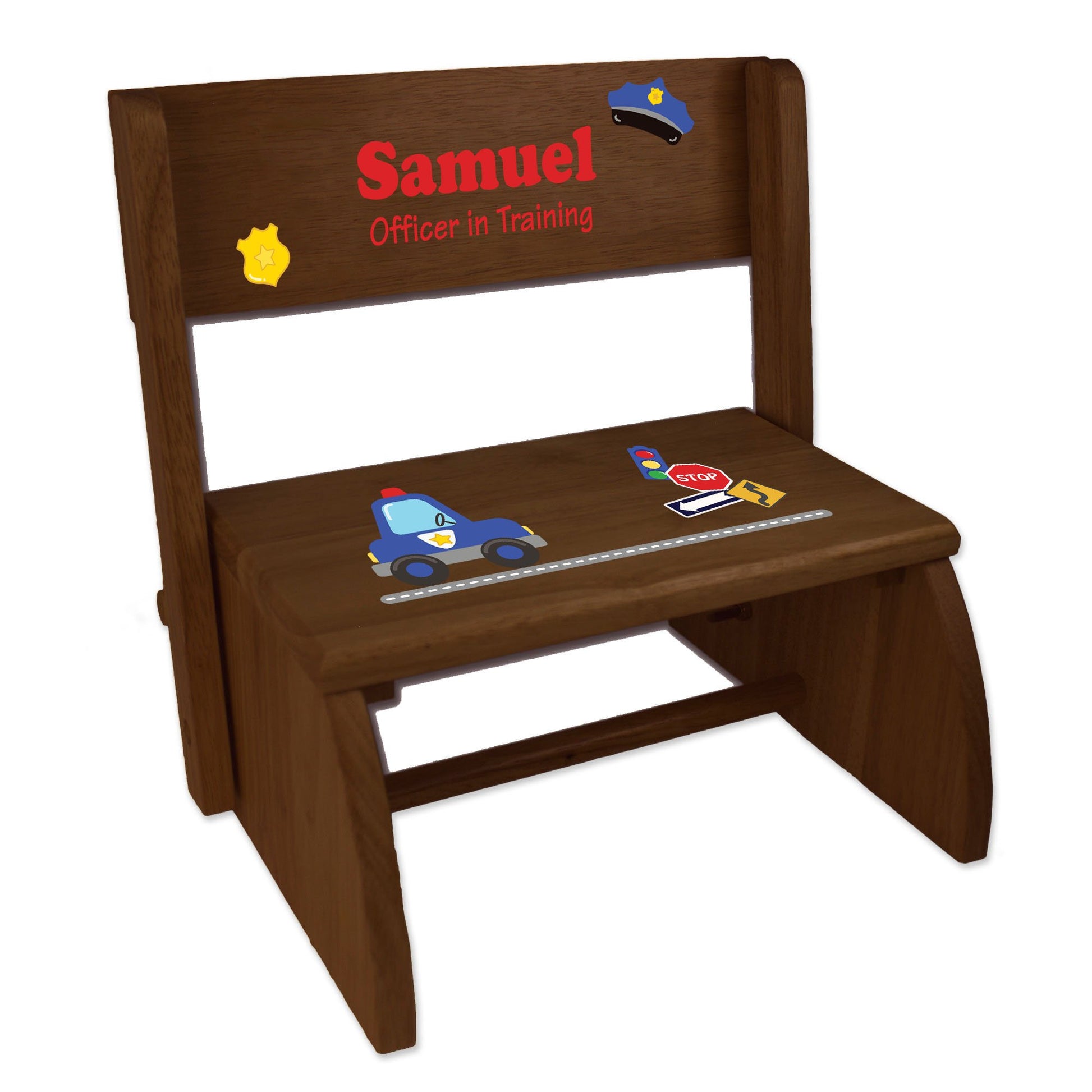 Personalized Construction Childrens And Toddlers Espresso Folding Stool