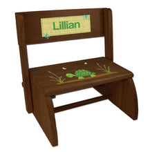 Personalized Turtle Childrens And Toddlers Espresso Folding Stool
