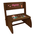 Personalized Brunette Mermaid Princess Childrens And Toddlers Espresso Folding Stool