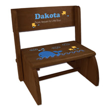 Personalized Blue Whale Childrens And Toddlers Espresso Folding Stool