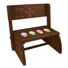 Personalized Cupcakes Childrens And Toddlers Espresso Folding Stool