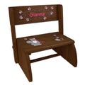 Personalized Kitty Cat Childrens And Toddlers Espresso Folding Stool
