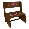 Personalized Swan Childrens And Toddlers Espresso Folding Stool