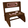 Personalized Tea Party Childrens And Toddlers Espresso Folding Stool