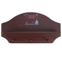Personalized Espresso Nursery Wall Shelf with Pink Sailboat design