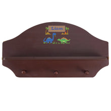Personalized Espresso Nursery Wall Shelf with Dinosaurs design