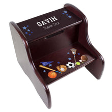 Personalized Espresso 2 Step Stool With Sports Design