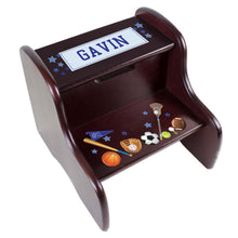 Personalized Espresso 2 Step Stool With Sports Design