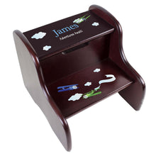 Personalized Boys Airplane Espresso Step Stool