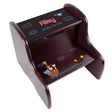 Personalized Blue Puppy Espresso Two Step Stool