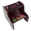 Personalized Espresso Two Step Stool With Pink Tractor Design